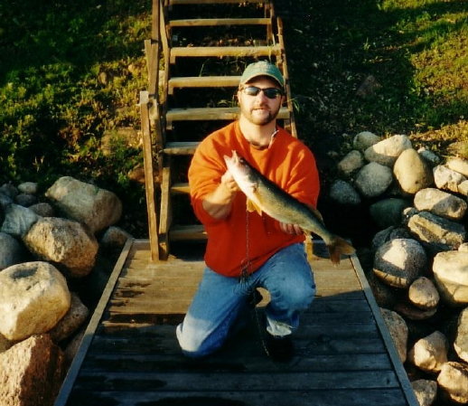 1996abt-Pete with a walleye, East Battle Lake