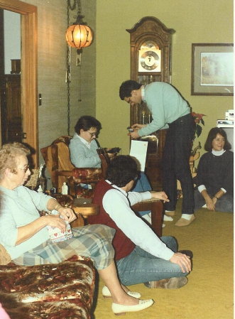 250 Christmas 1987 at Orrin and Charlotte Heinrich - Charlotte,John,Mike,Joe,Mary