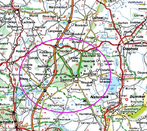 002 Map of area around Damme, north of Osnabruck