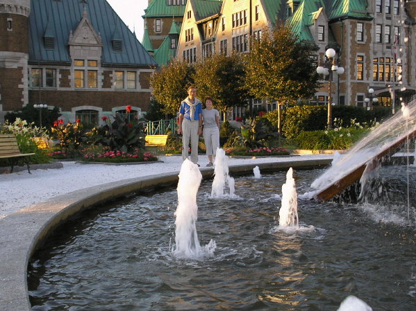 P1080747 (0) Joe and Jane, by a fountain near the train station, Quebec