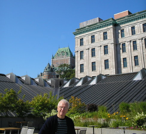 P1080756 (2) Howard with Chateau Frontenac hotel in background, Quebec