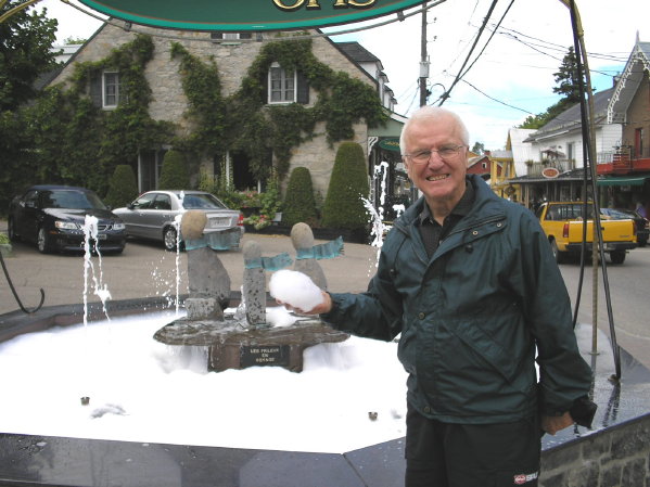 P1080901 (1) Howard by fountain with suds, Baie St Paul, north of Quebec