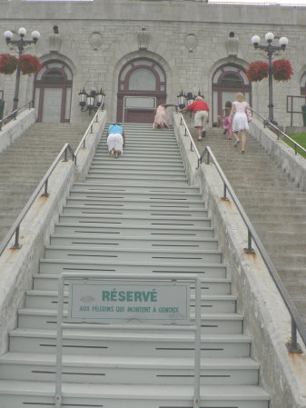 P1090126 Pilgrims climbing on knees, St Josephs Oratory, Montreal