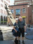 P1080755 (3) Mary Ann and Howard, by a fountain in lower town, Quebec