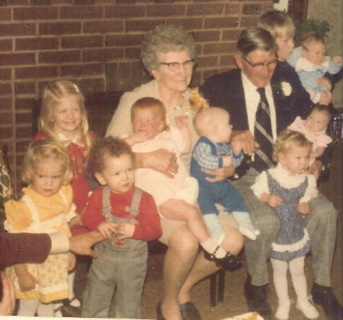 056b Werner and Emily - 60th anniversary - 1977 - with great grandchildren